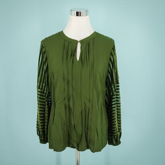 Soft Surroundings Size Large L Green Moonstone Velvet Burn Out Long Sleeve Top - Picture 1 of 6